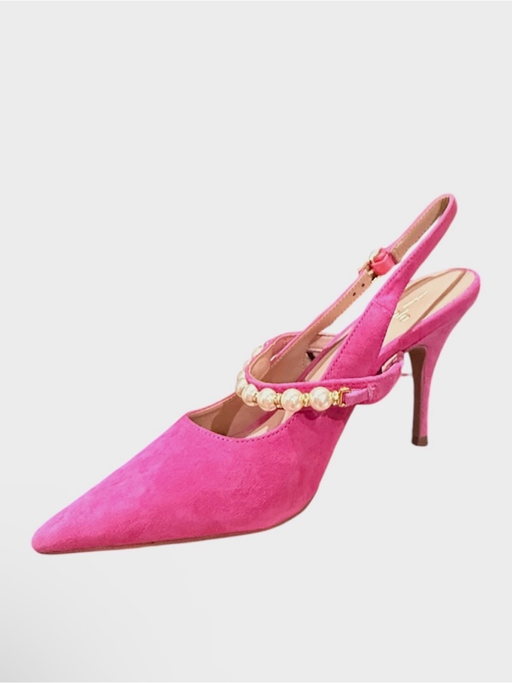 LINEA PAOLO Yemina NIB Pearl Slingback Heels Fuchsia Suede 7 Retail $150